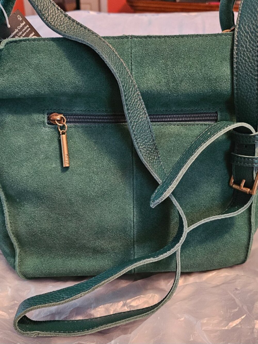 Los Feliz Leather Crossbody Pine Suede - Picture 5 of 10